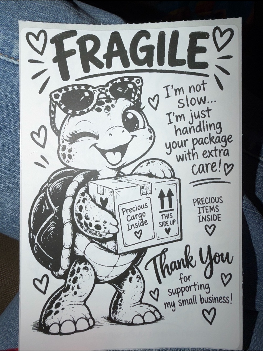 Fragile Turtle Sticker 50 count 4x6